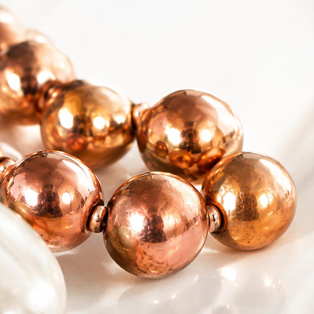 Copper bracelet showing a warm natural patina